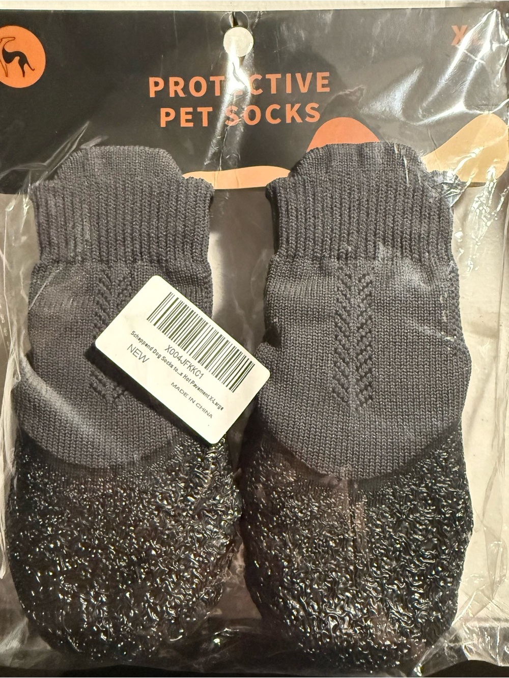 Protective Gray Pet Socks with Non-Slip Soles